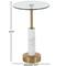 22" White Marble Round Accent Table with Gold Metal Rod & Base